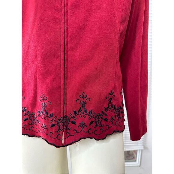 Studio I Women's Burgundy Red Zip-Up Collared Long-Sleeve Jacket Size Large - Picture 7 of 12